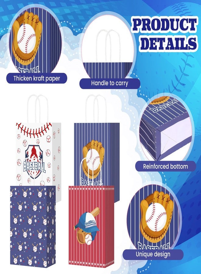Pineraap 24Pcs Baseball Gift Bags with Handles, 8.3x5.9x3.1 In, Red Blue Baseball Party Favor Bags for Boys Girls, Sport Theme Paper Bag for Games Day, Team Snacks, Birthday Party Decor - Image 3